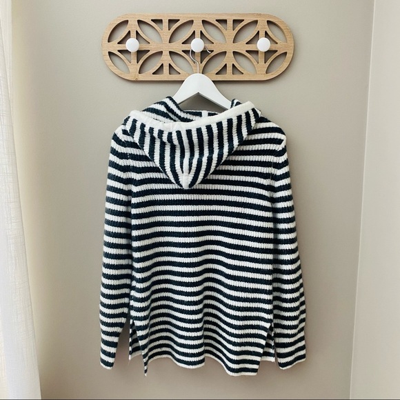 GAP Soft Knit Pullover Hoodie Gray/White Sz Small - Picture 8 of 8